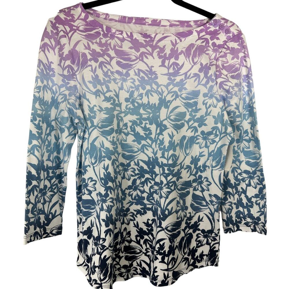 Charter Club Women's NEW Supima Cotton Boatneck Top SZ M Purple, Blue, Dark Blue